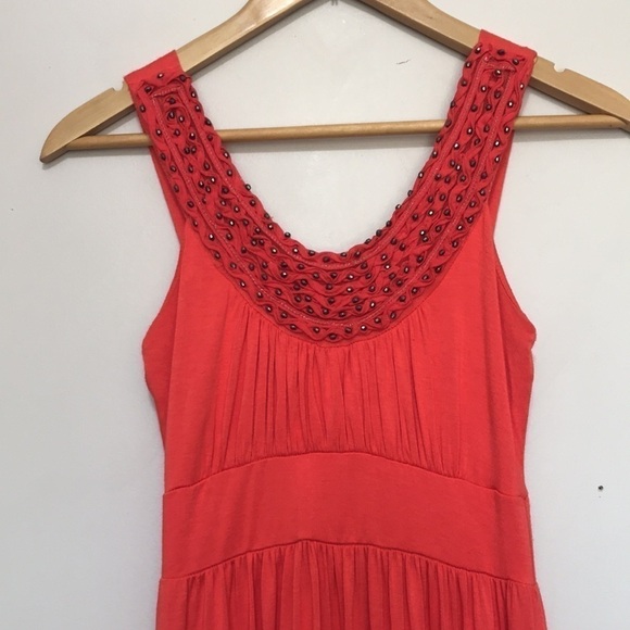 SOPRANO orange sleeveless beaded maxi dress size Small - Picture 2 of 10